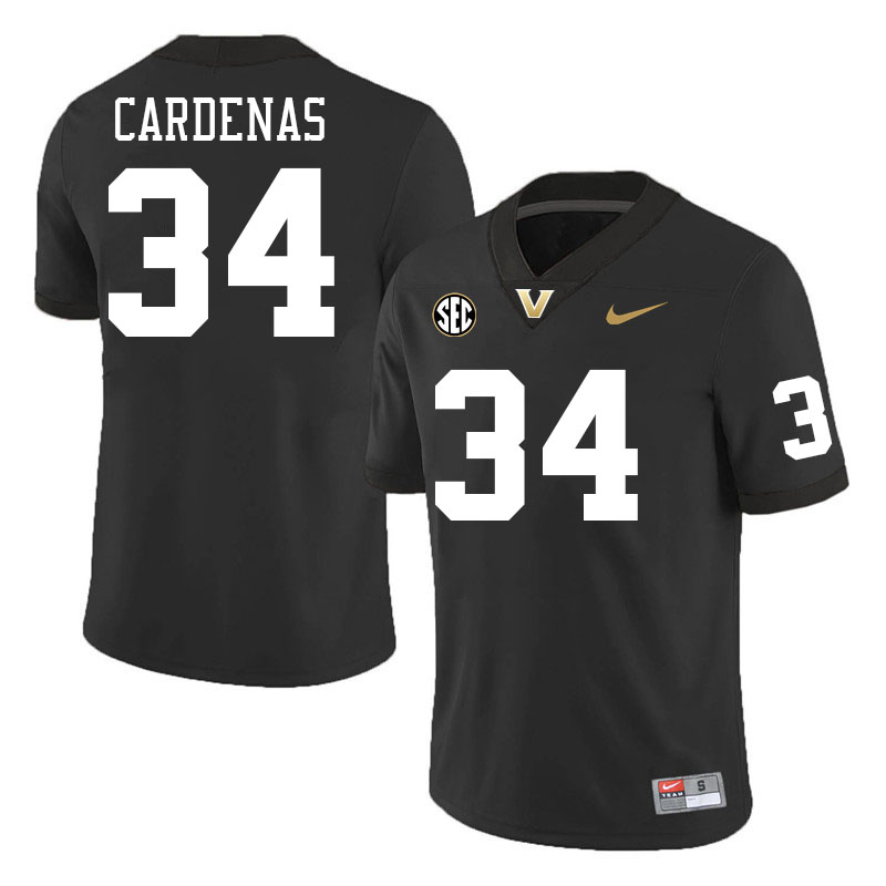 Vanderbilt Commodores #34 Johann Cardenas College Football Jerseys Stitched-Black